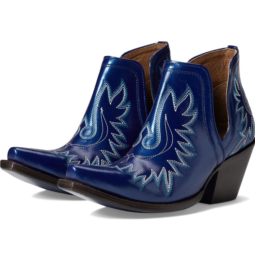 Blue Western Ankle Boots